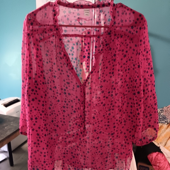Old Navy Pink Sheer Star Blouse - Picture 1 of 8